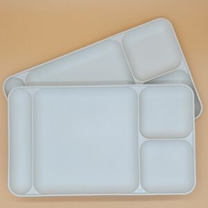 TUPPERWARE Vintage Set of 2 Almond Divided Trays Lunch TV Dinner Camping #1535